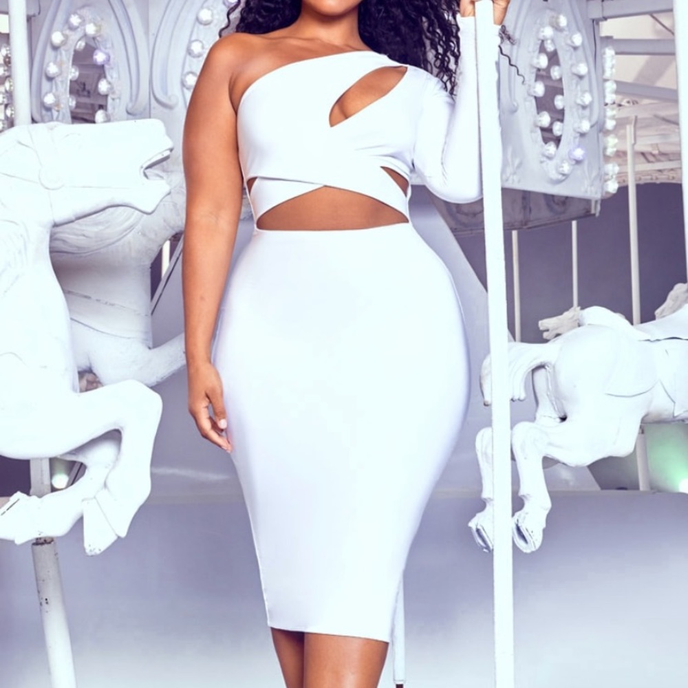 Plus white cut out body con dress